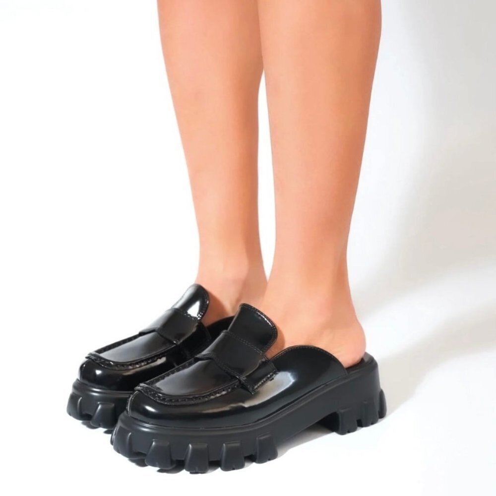 Black Loafer Slides